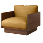 The Tudor Walnut Pawson Drift Lounge Chair from Herman Miller with prone leather yarrow upholstery.