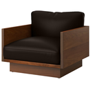 The Tudor Walnut Pawson Drift Lounge Chair from Herman Miller with raise leather bruno upholstery.