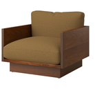 The Tudor Walnut Pawson Drift Lounge Chair from Herman Miller with tempo velvet gazelle upholstery.