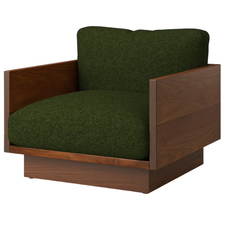 The Tudor Walnut Pawson Drift Lounge Chair from Herman Miller with whim fir upholstery.
