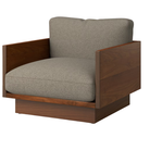 The Tudor Walnut Pawson Drift Lounge Chair from Herman Miller with whim rye upholstery.