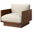 The Tudor Walnut Pawson Drift Lounge Chair from Herman Miller with whim warm white upholstery.