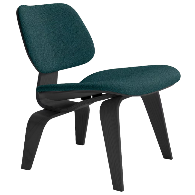 The Upholstered Ebony Eames Molded Plywood Lounge Chair Wood Base from Herman Miller with Beck Appalachian upholstery.