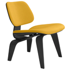The Upholstered Ebony Eames Molded Plywood Lounge Chair Wood Base from Herman Miller with mode goldenrod upholstery.