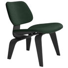 The Upholstered Ebony Eames Molded Plywood Lounge Chair Wood Base from Herman Miller with mode outdoors upholstery.