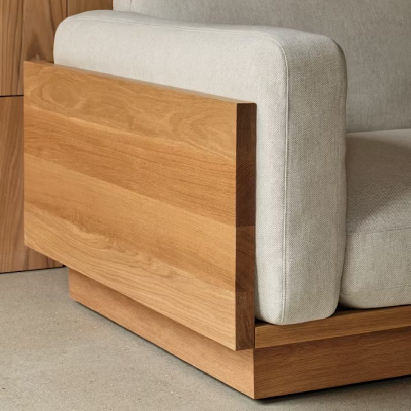 The White Oak Pawson Drift 80" Sofa shown close up within a living space. all-groups