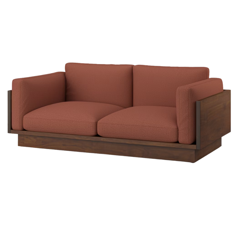 The Tudor Walnut Pawson Drift 80" Sofa from Herman Miller with beck clayware upholstery.