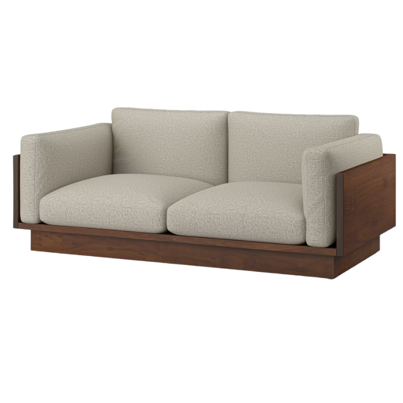 The Tudor Walnut Pawson Drift 80" Sofa from Herman Miller with beck patisserie upholstery.
