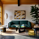 The Tudor Walnut Pawson Drift 80" Sofa from Herman Miller in a living room. all-groups