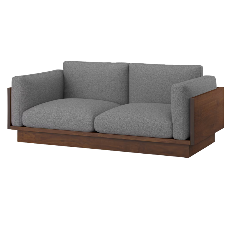 The Tudor Walnut Pawson Drift 80" Sofa from Herman Miller with luce scoria upholstery.