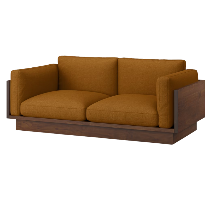 The Tudor Walnut Pawson Drift 80" Sofa from Herman Miller with mode nutmeg upholstery.