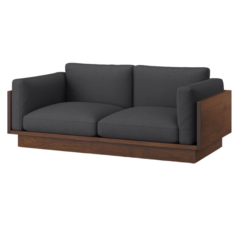 The Tudor Walnut Pawson Drift 80" Sofa from Herman Miller with mode talus upholstery.