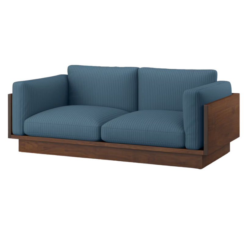 The Tudor Walnut Pawson Drift 80" Sofa from Herman Miller with passage mirage upholstery.