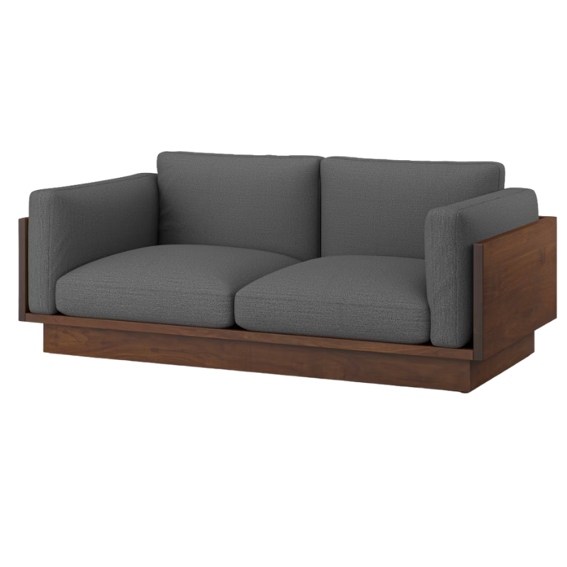 The Tudor Walnut Pawson Drift 80" Sofa from Herman Miller with rowan forward upholstery.