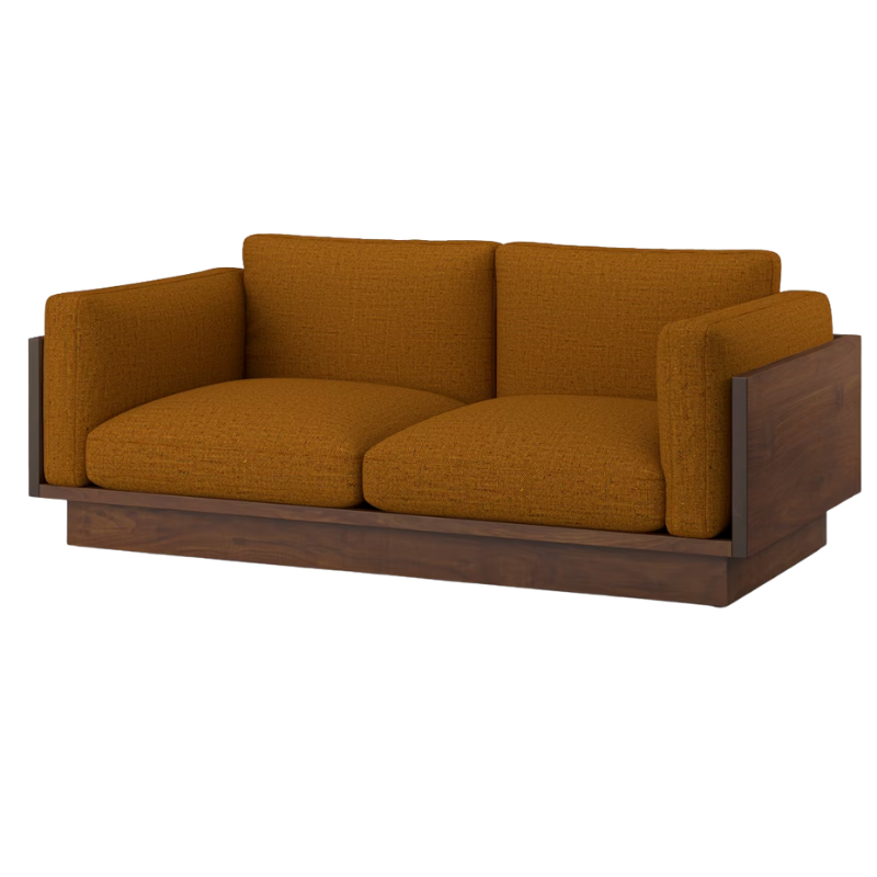 The Tudor Walnut Pawson Drift 80" Sofa from Herman Miller with rowan medallion upholstery.