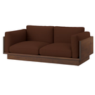 The Tudor Walnut Pawson Drift 80" Sofa from Herman Miller with tempo velvet burgundy upholstery.