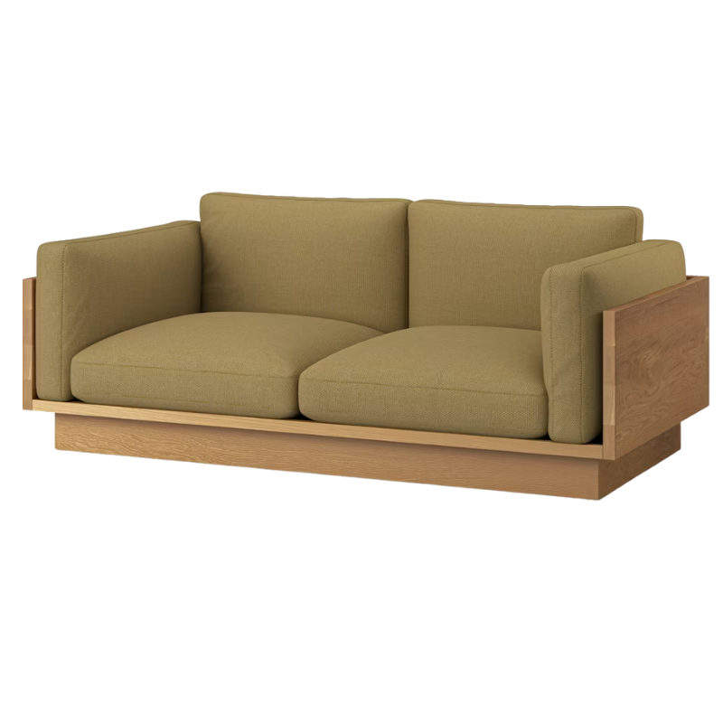 The White Oak Pawson Drift 80" Sofa from Herman Miller with isa plains upholstery.