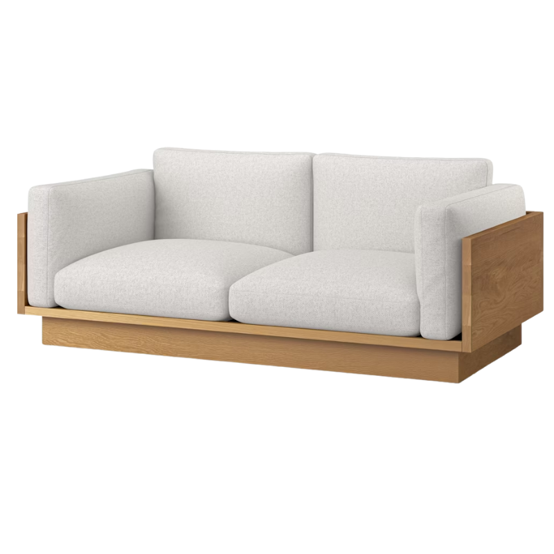 The White Oak Pawson Drift 80" Sofa from Herman Miller with luce blanched upholstery.