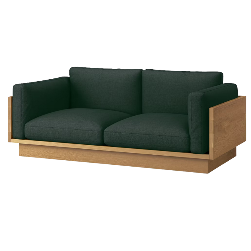 The White Oak Pawson Drift 80" Sofa from Herman Miller with mode outdoors upholstery.