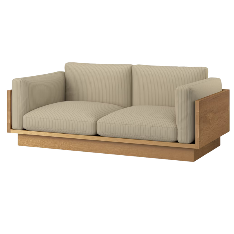 The White Oak Pawson Drift 80" Sofa from Herman Miller with passage bentonite upholstery.