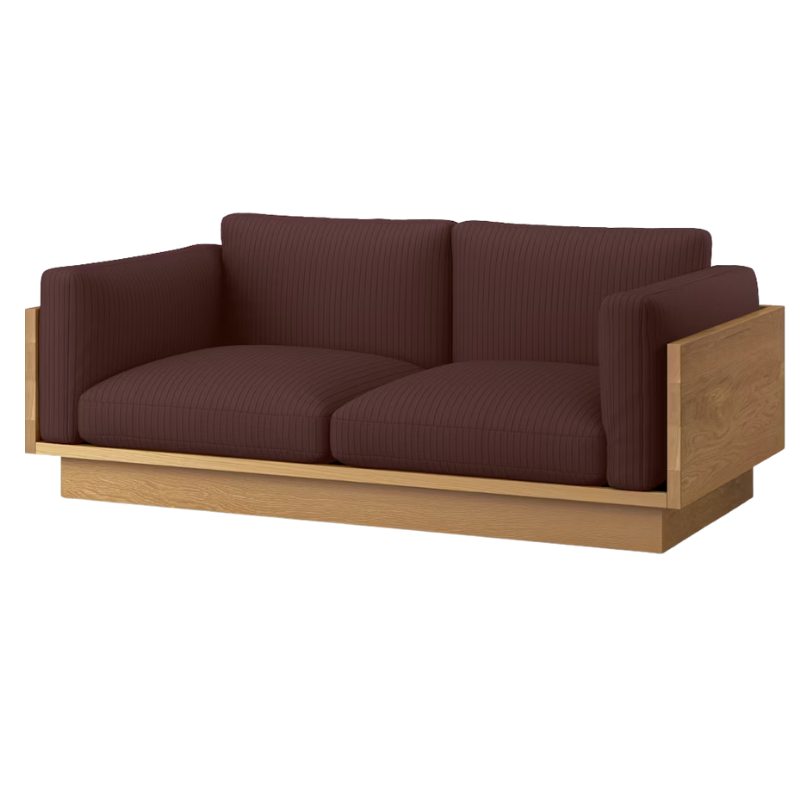 The White Oak Pawson Drift 80" Sofa from Herman Miller with passage claret  upholstery.