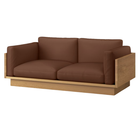 The White Oak Pawson Drift 80" Sofa from Herman Miller with prone leather ledge upholstery.