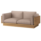 The White Oak Pawson Drift 80" Sofa from Herman Miller with prone leather lute upholstery.