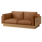 The White Oak Pawson Drift 80" Sofa from Herman Miller with raise leather sienna upholstery.