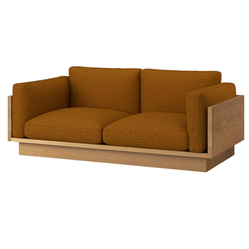 The White Oak Pawson Drift 80" Sofa from Herman Miller with rowan medallion upholstery.