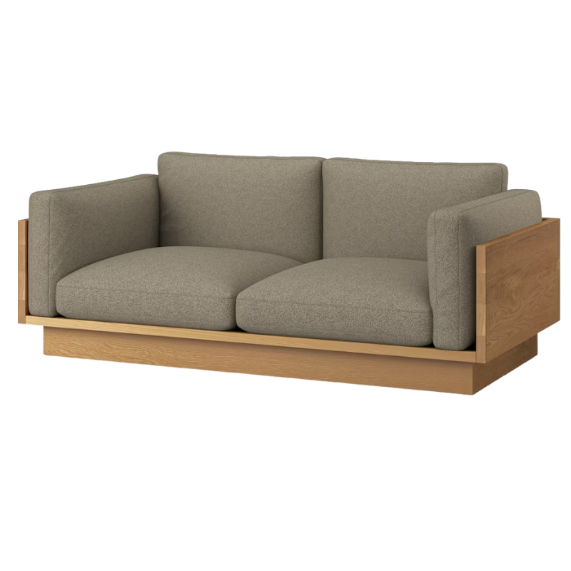 The White Oak Pawson Drift 80" Sofa from Herman Miller with whim rye upholstery.