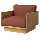 The White Oak Pawson Drift Lounge Chair from Herman Miller with beck clayware upholstery.