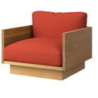 The White Oak Pawson Drift Lounge Chair from Herman Miller with beck curio upholstery.