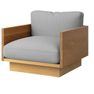 The White Oak Pawson Drift Lounge Chair from Herman Miller with beck foundry upholstery.