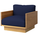 The White Oak Pawson Drift Lounge Chair from Herman Miller with beck inkpad upholstery.