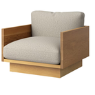 The White Oak Pawson Drift Lounge Chair from Herman Miller with beck patisserie upholstery.