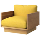The White Oak Pawson Drift Lounge Chair from Herman Miller with luce clarion upholstery.