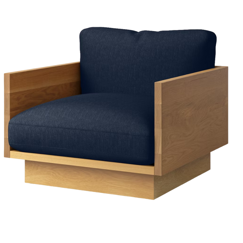 The White Oak Pawson Drift Lounge Chair from Herman Miller with mode society upholstery.