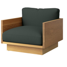 The White Oak Pawson Drift Lounge Chair from Herman Miller with passage cascade upholstery.
