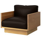 The White Oak Pawson Drift Lounge Chair from Herman Miller with raise leather bruno upholstery.