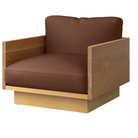 The White Oak Pawson Drift Lounge Chair from Herman Miller with raise leather canyon upholstery.