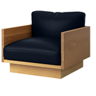 The White Oak Pawson Drift Lounge Chair from Herman Miller with raise leather oasis upholstery.