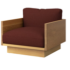 The White Oak Pawson Drift Lounge Chair from Herman Miller with Rowan Brickfield upholstery.
