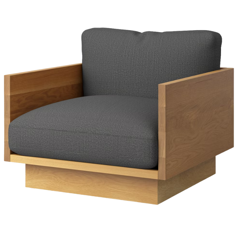 The White Oak Pawson Drift Lounge Chair from Herman Miller with Rowan Forward upholstery.