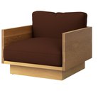 The White Oak Pawson Drift Lounge Chair from Herman Miller with tempo velvet burgundy upholstery.
