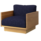 The White Oak Pawson Drift Lounge Chair from Herman Miller with whim navy upholstery.