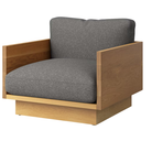 The White Oak Pawson Drift Lounge Chair from Herman Miller with whim pewter upholstery.