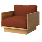 The White Oak Pawson Drift Lounge Chair from Herman Miller with whim terra cotta upholstery.