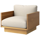 The White Oak Pawson Drift Lounge Chair from Herman Miller with whim warm white upholstery.
