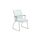 The dusty blue Click Outdoor Dining Chair Tall Back by Houe.