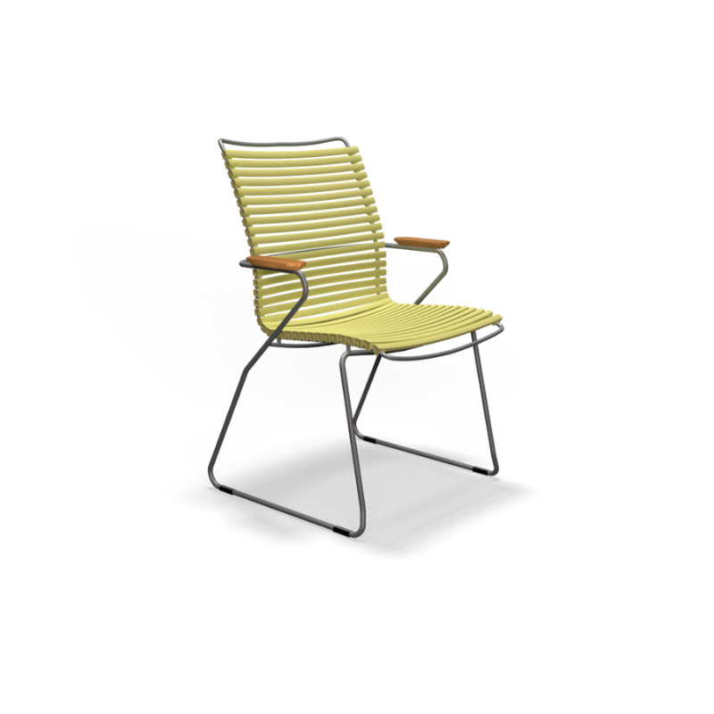 The lemon zest Click Outdoor Dining Chair Tall Back by Houe.